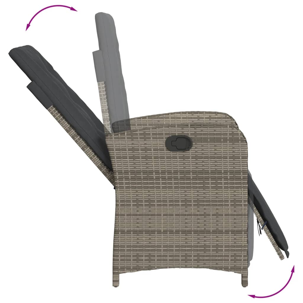 7 Pcs conjunto de jantar p/ jardim c/ almofadões vime PE cinza