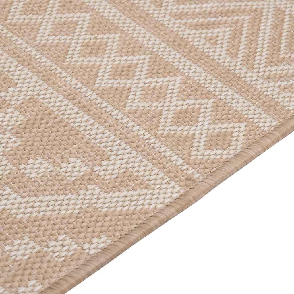 Tapete de tecido plano para exterior 80x150 cm riscas castanhas