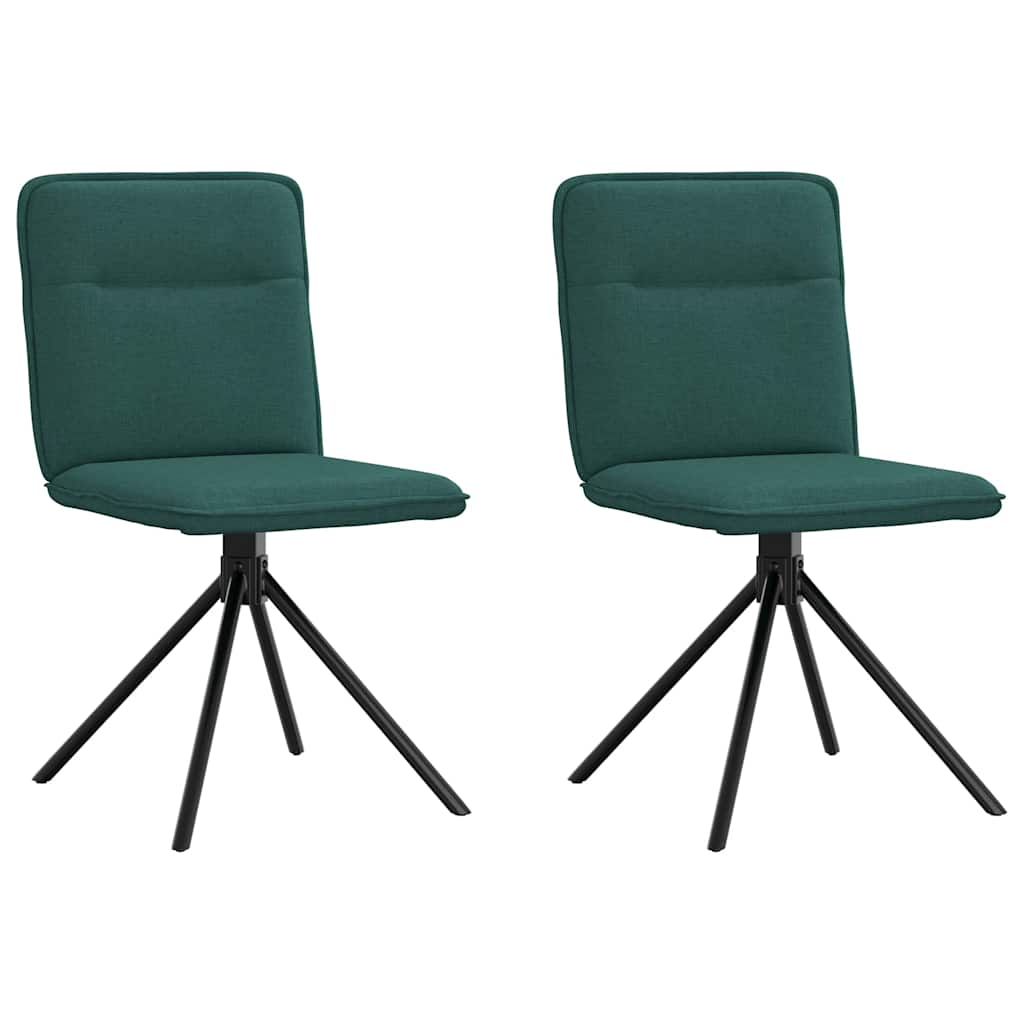 Cadeiras de jantar 2 pcs tecido verde-escuro
