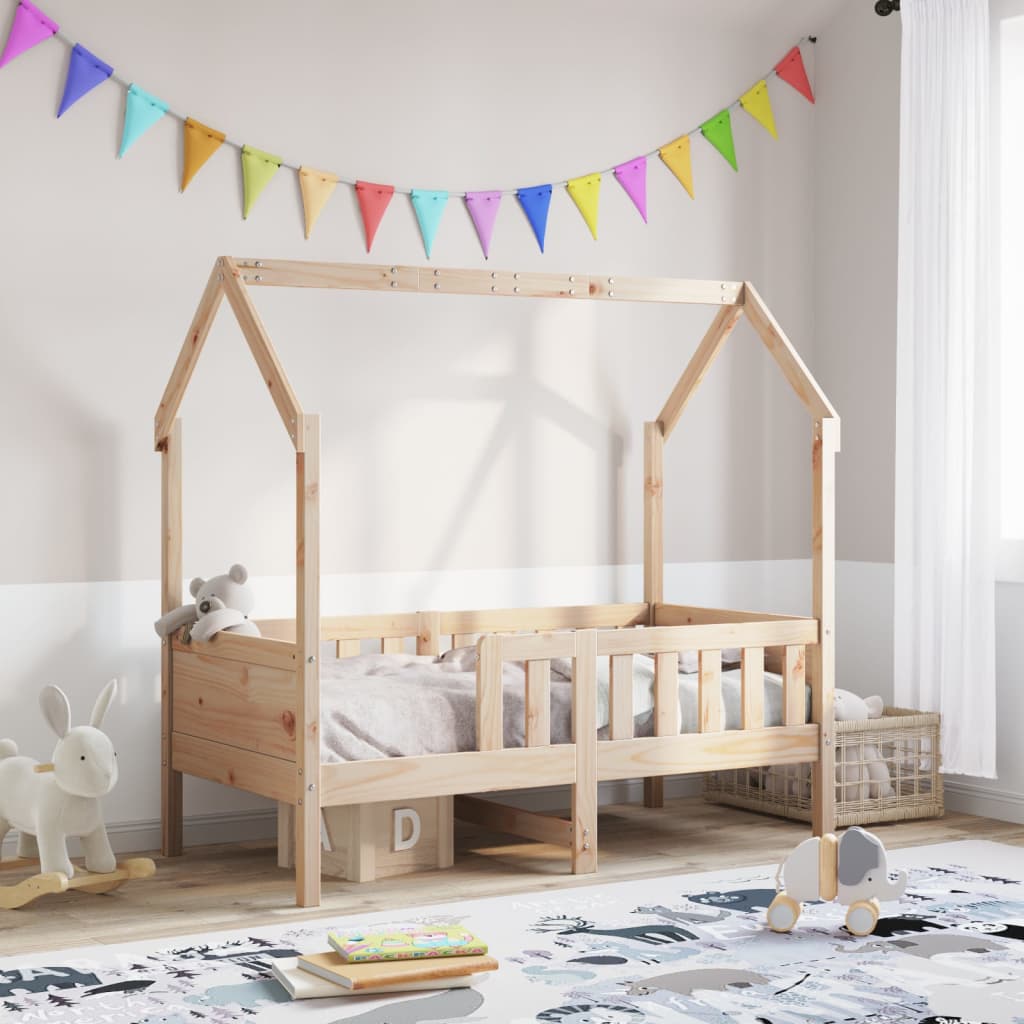 Cama infantil formato casa 70x140 cm madeira de pinho maciça