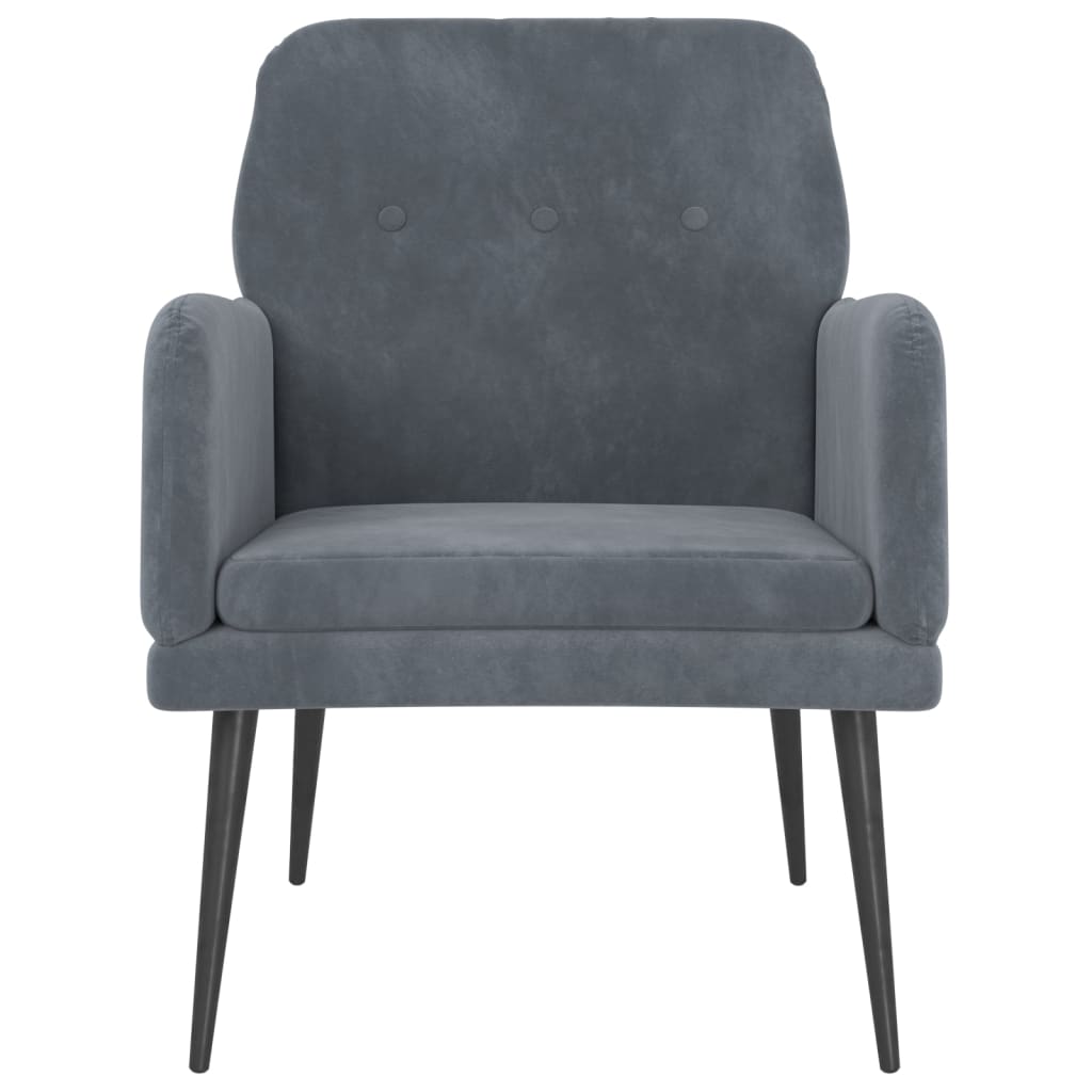 Cadeira c/ apoio de braços 62x79x79 cm veludo cinzento-escuro