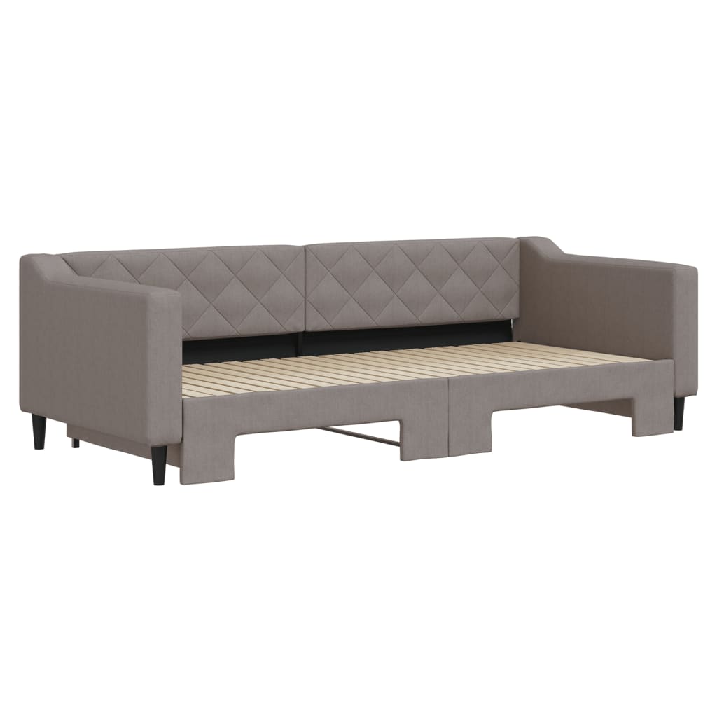 Sofá-cama com gavetão 90x200 cm tecido cinzento-acastanhado