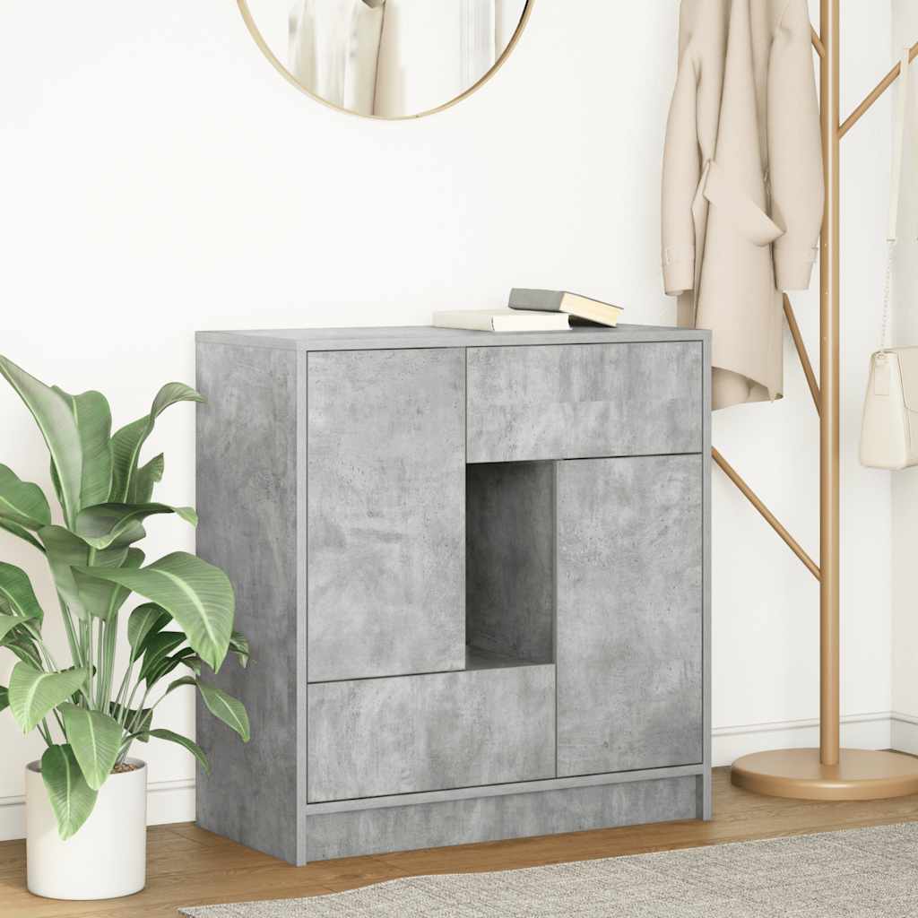 Aparador com gavetas e portas 70,5x34x74,5 cm cinza cimento