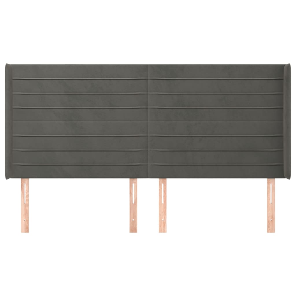 Cabeceira cama c/ abas veludo 163x16x118/128 cm cinzento-escuro