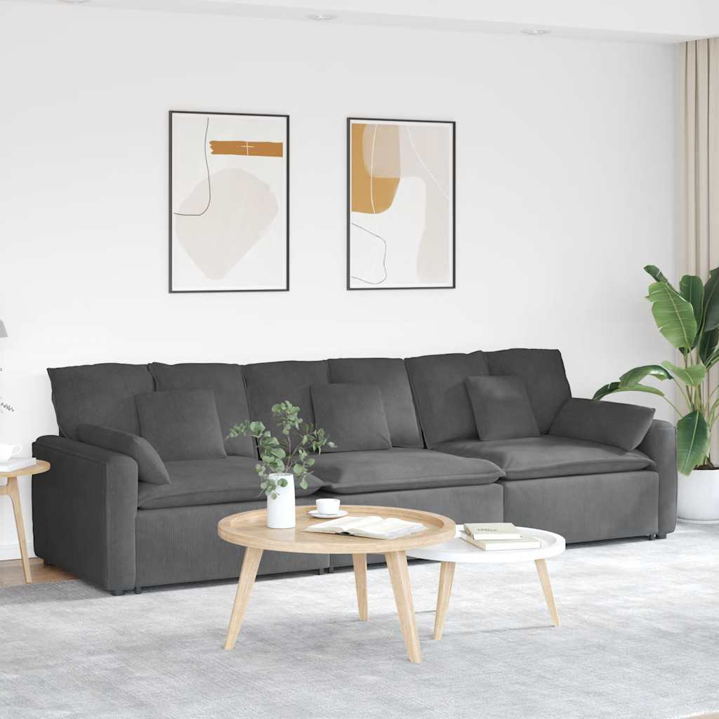 Sofá modular com almofadas cinzento-escuro