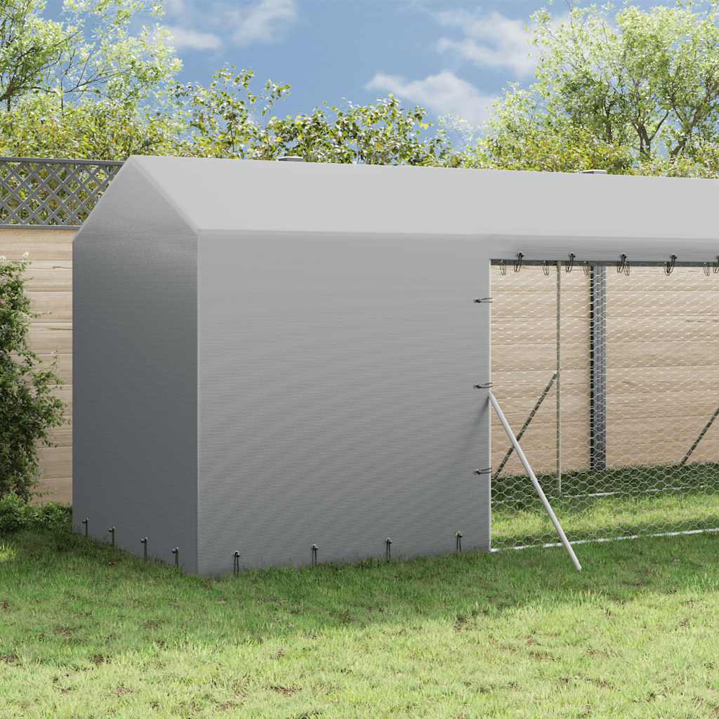 Canil de exterior com teto 2x6x2,5 m aço galvanizado prateado