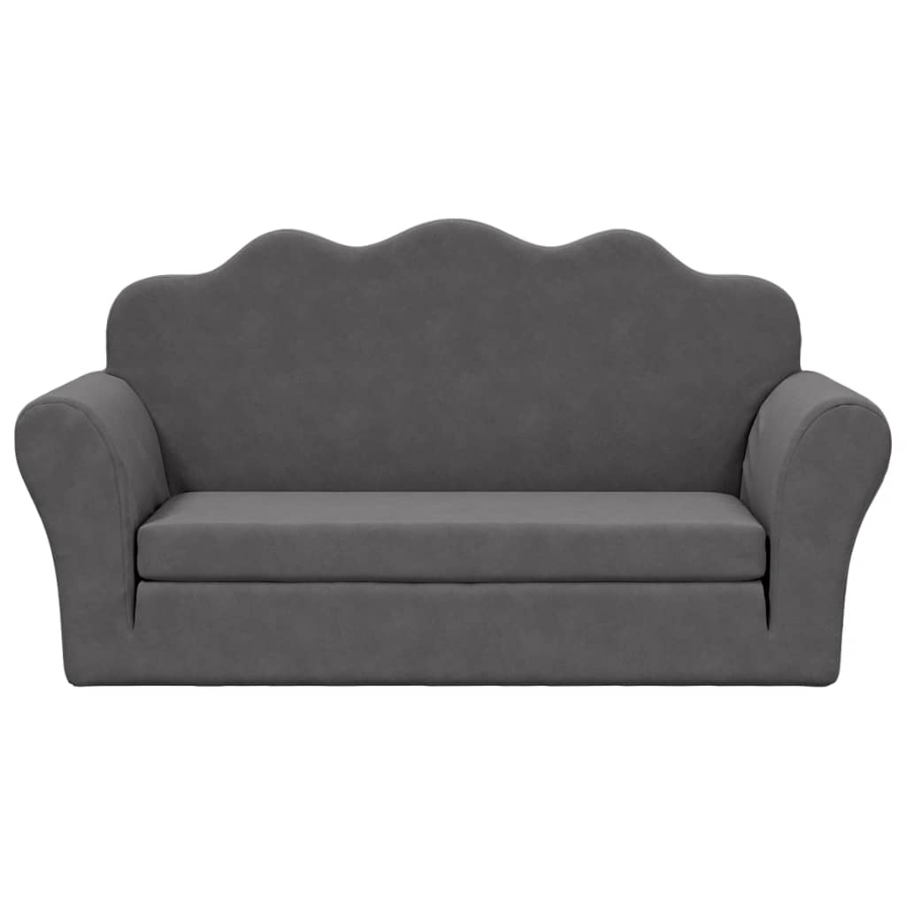 Sofá-cama infantil de 2 lugares pelúcia macia antracite