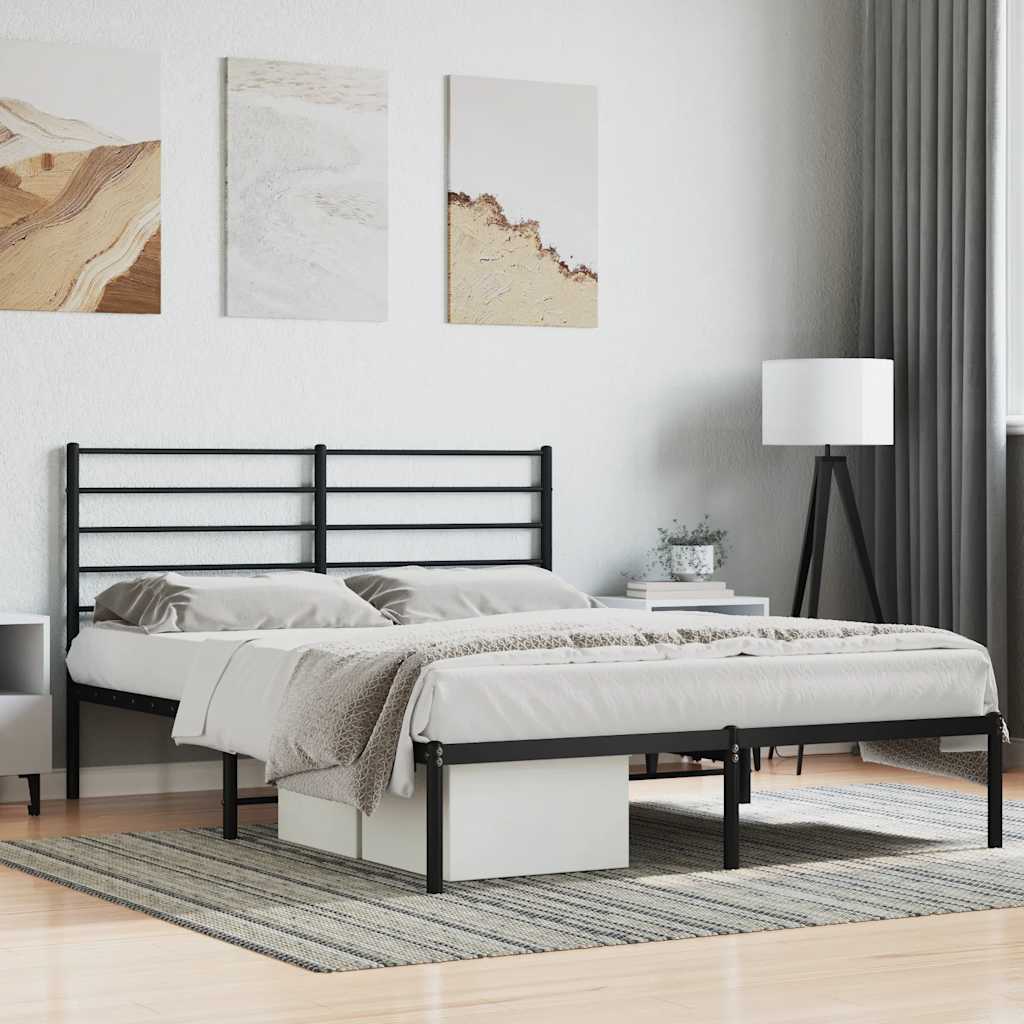Estrutura de cama com cabeceira 120x200 cm metal preto