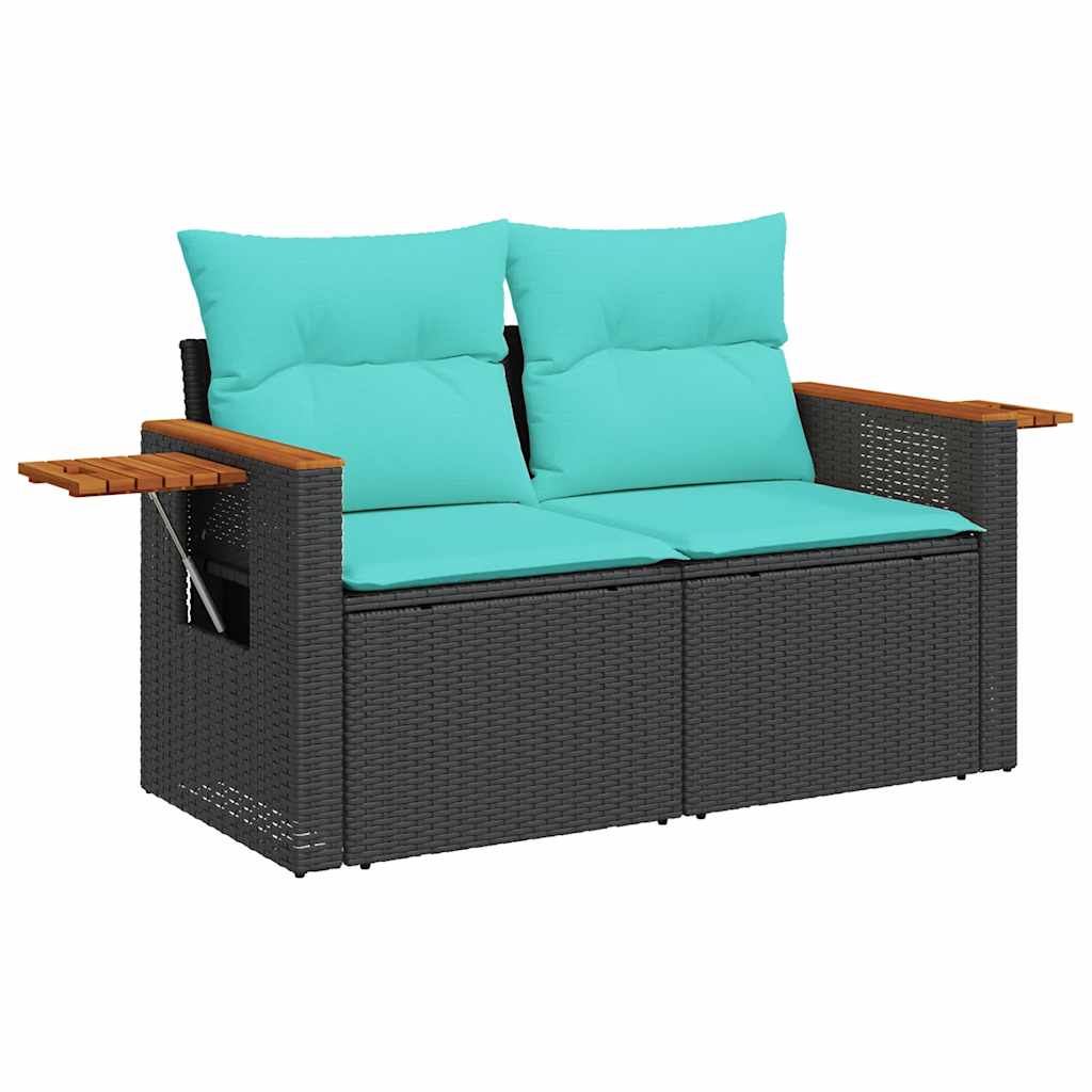 5 Pcs conjunto sofás de jardim com almofadões acácia e vime PE