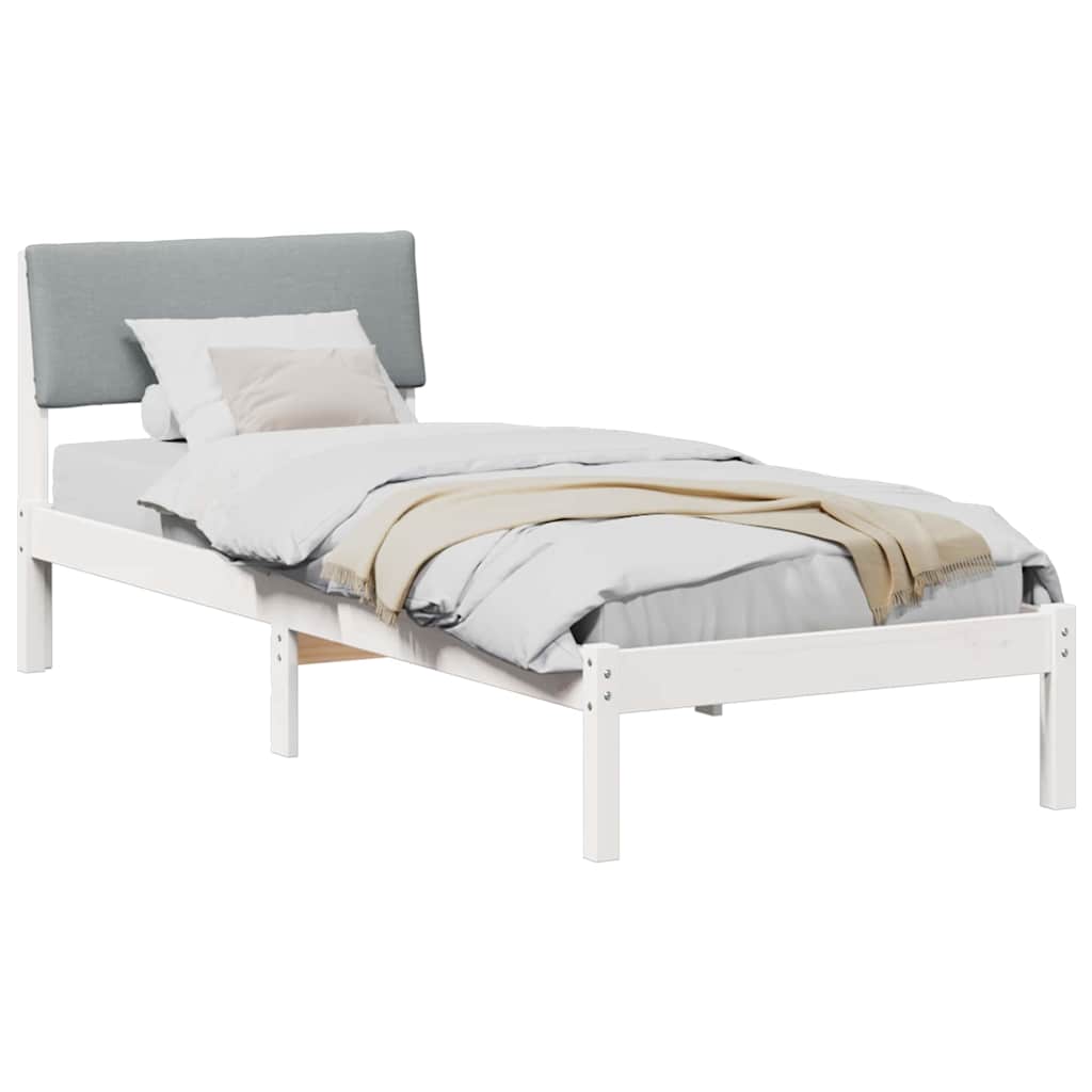 Estrutura da cama branco e cinza claro 75 x 190 cm