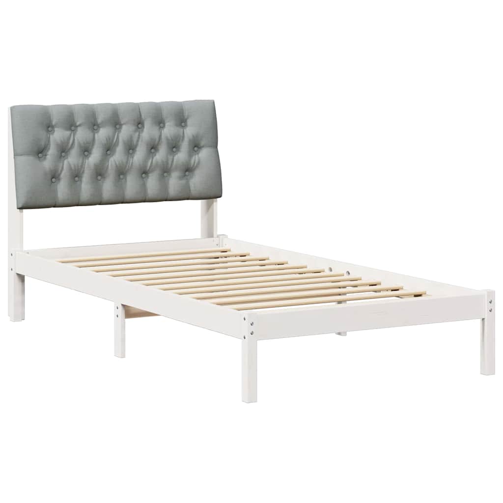 Estrutura de cama com cabeceira estofada branco 100 x 200 cm