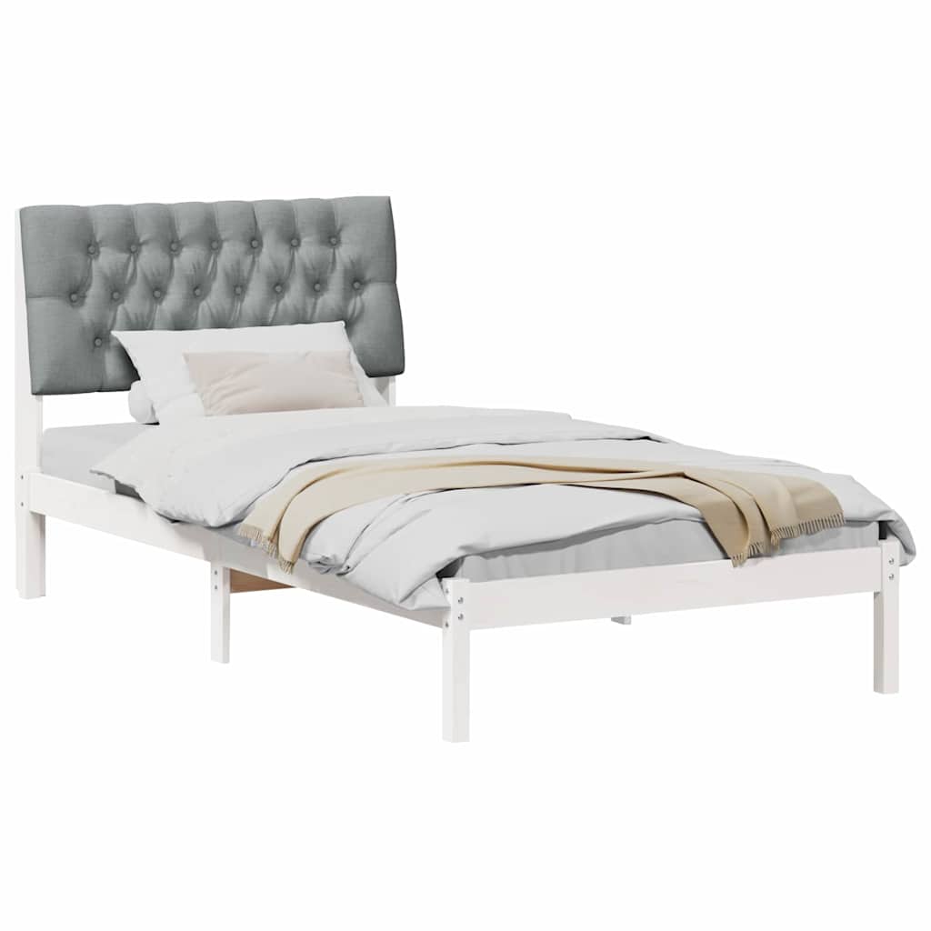 Estrutura de cama com cabeceira estofada branco 100 x 200 cm