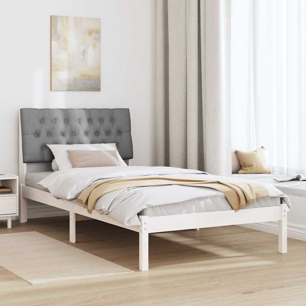 Estrutura de cama com cabeceira estofada branco 100 x 200 cm