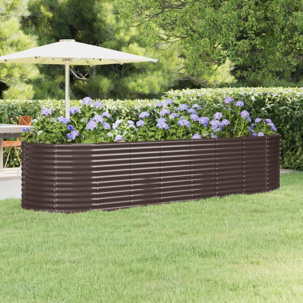 Canteiro elevado jardim 322x100x68 aço galvanizado castanho