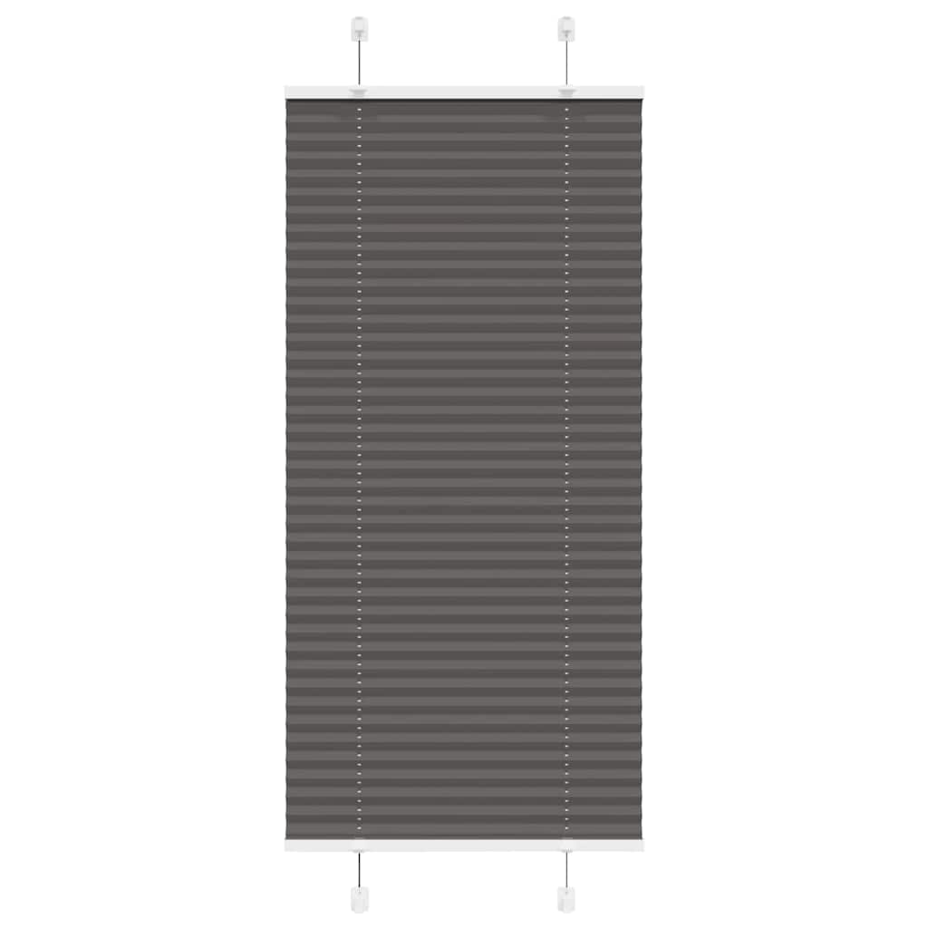Preto plissada cega 55x100 cm largura tecido 54,4 cm poliéster