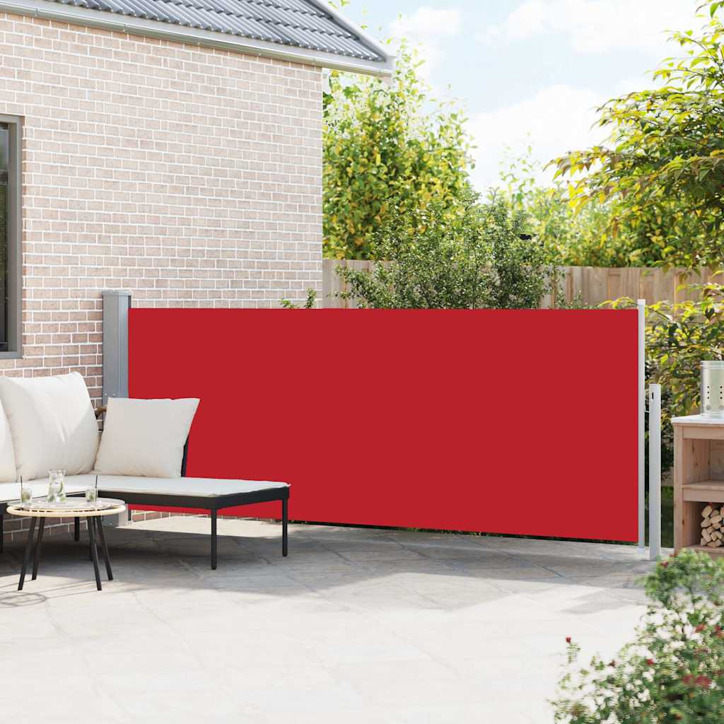 Toldo lateral retrátil para pátio 140x500 cm vermelho
