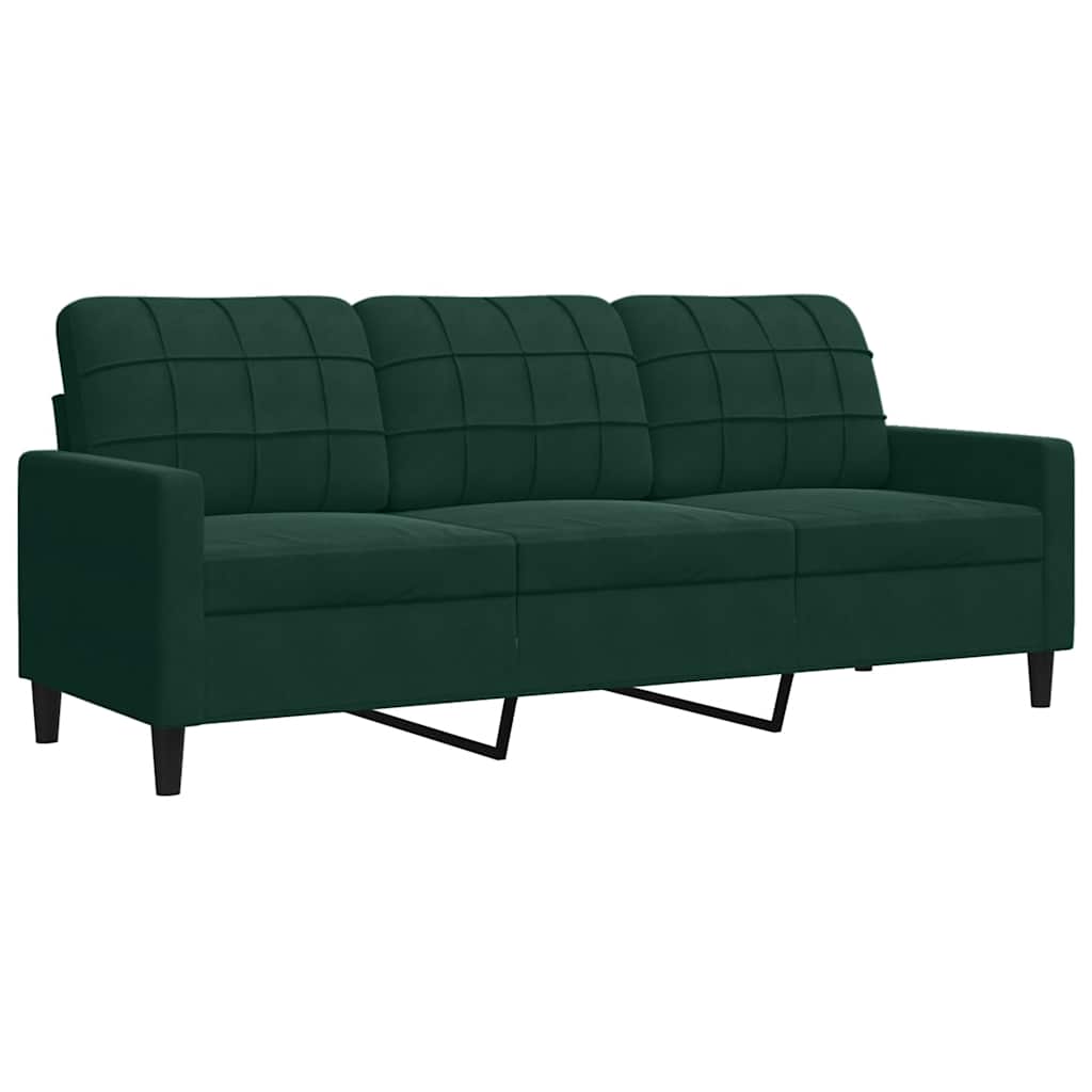 2 Pcs conjunto sofás com almofadões e rolos veludo verde-escuro