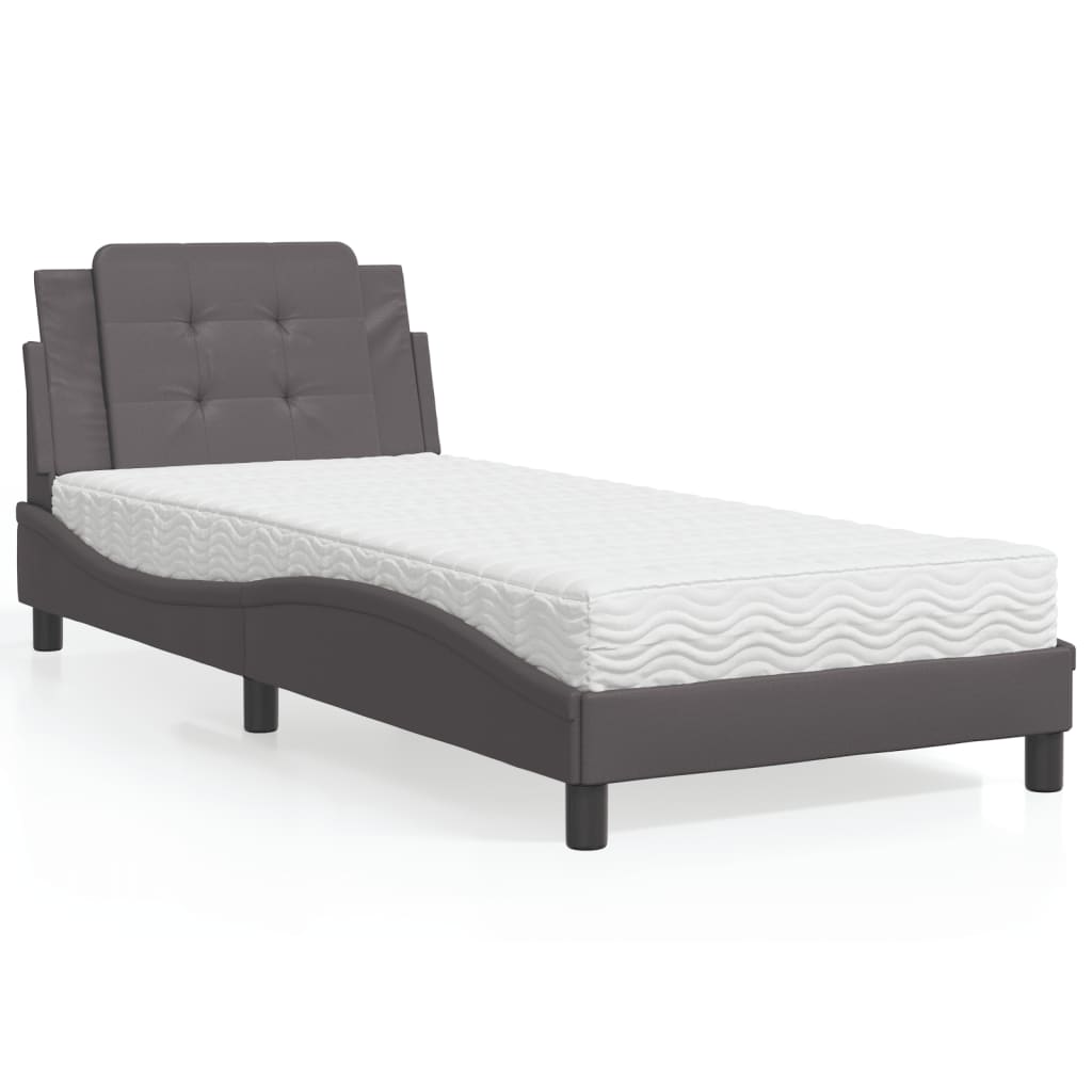 Estrutura de cama sem colchão zadar 90x190 cm couro artificial cinzento