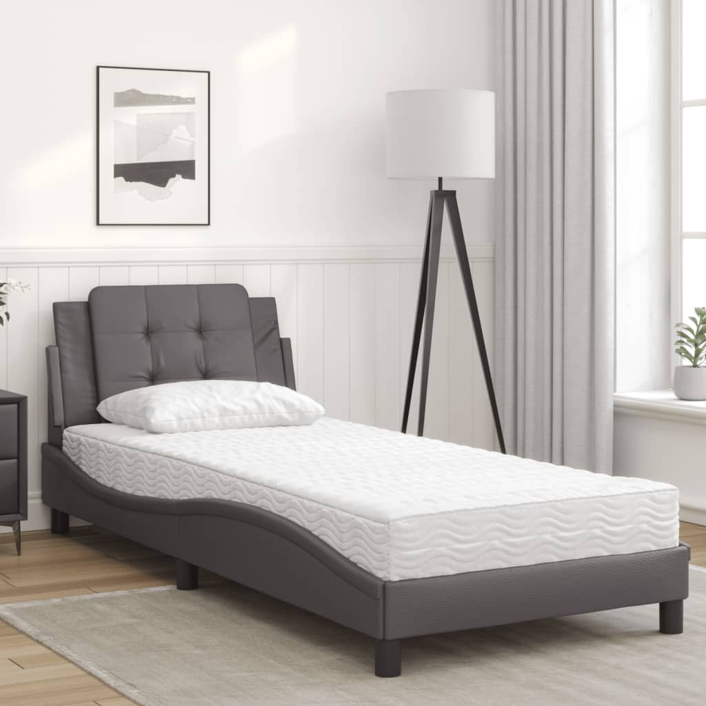 Estrutura de cama sem colchão zadar 90x190 cm couro artificial cinzento