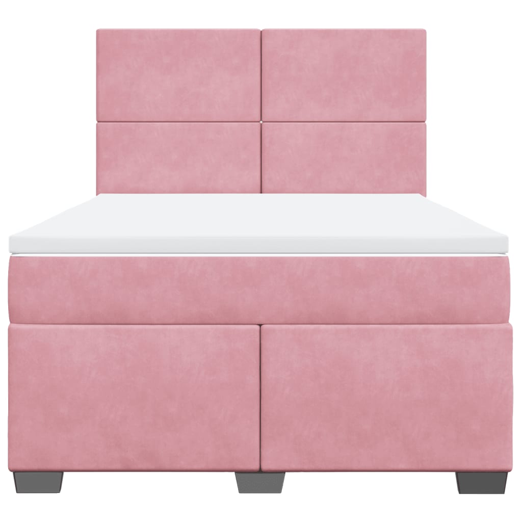 Cama com molas/colchão 160x200 cm veludo rosa