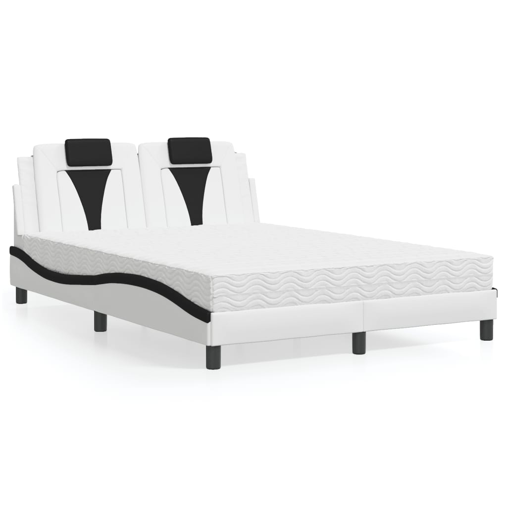 Cama viana com colchão 140x190 cm couro artificial preto e branco