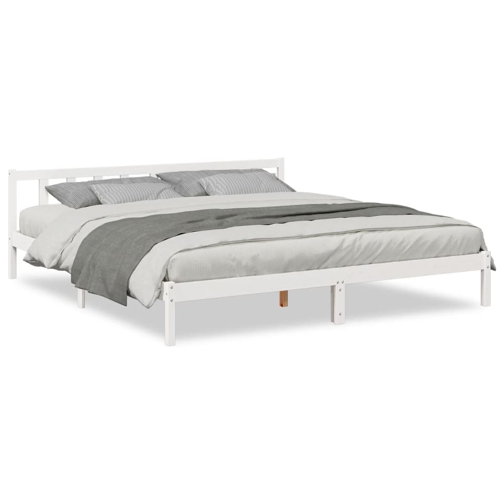 Cama extra longa sem colchão 200x210 cm pinho maciço branco