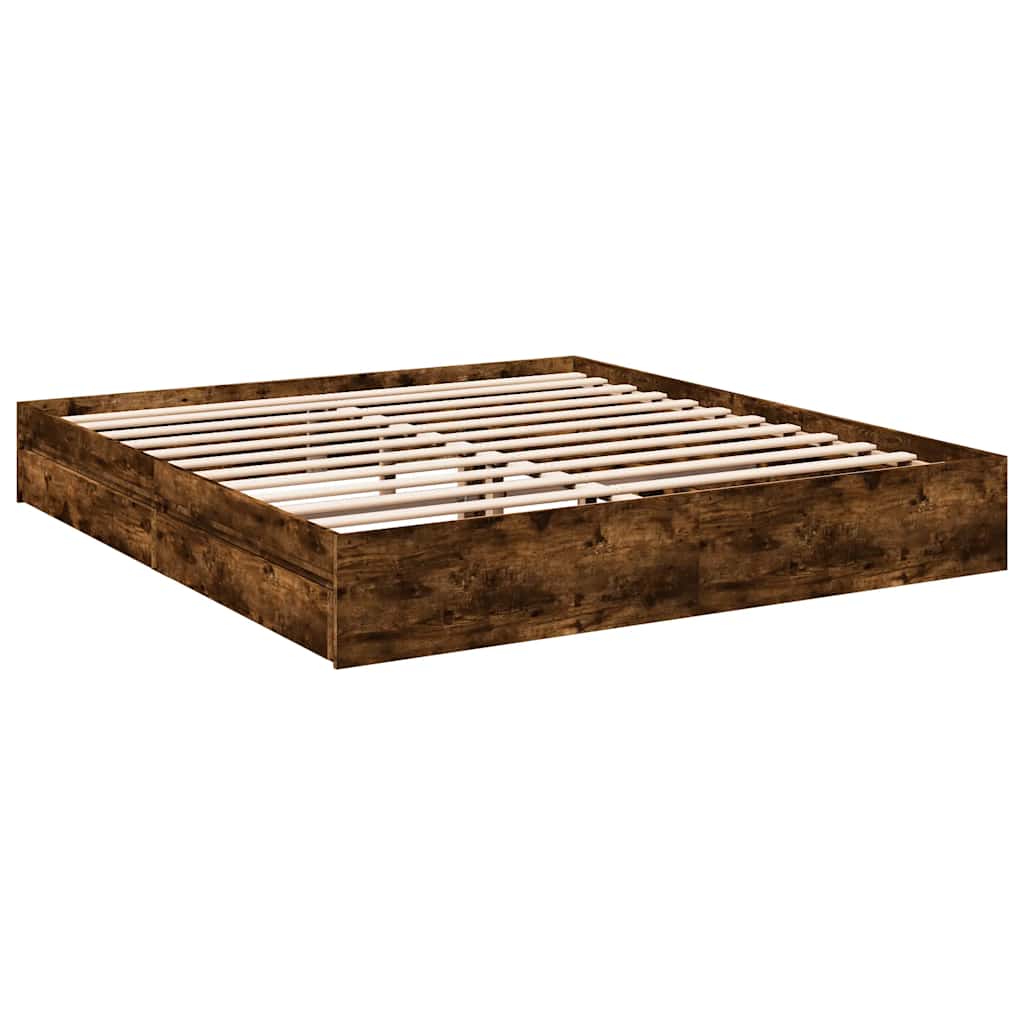 Estrutura de cama c/ gavetas derivados madeira carvalho fumado
