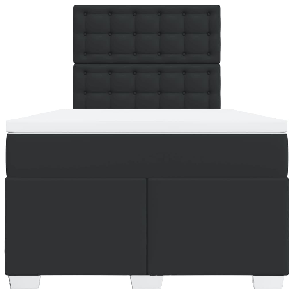 Cama com molas/colchão 120x200 cm couro artificial preto