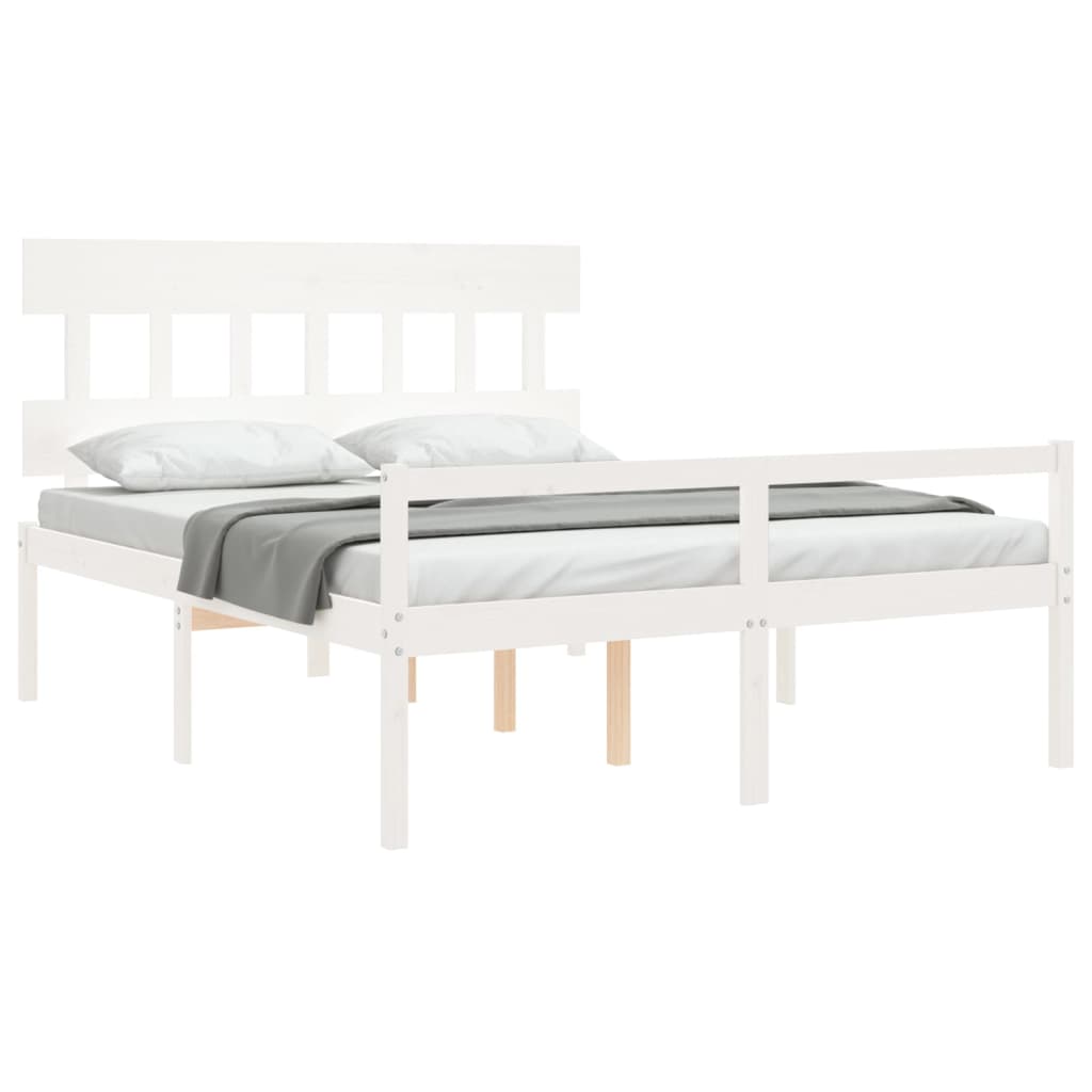Cama para idosos com cabeceira 160x200 cm madeira maciça branco