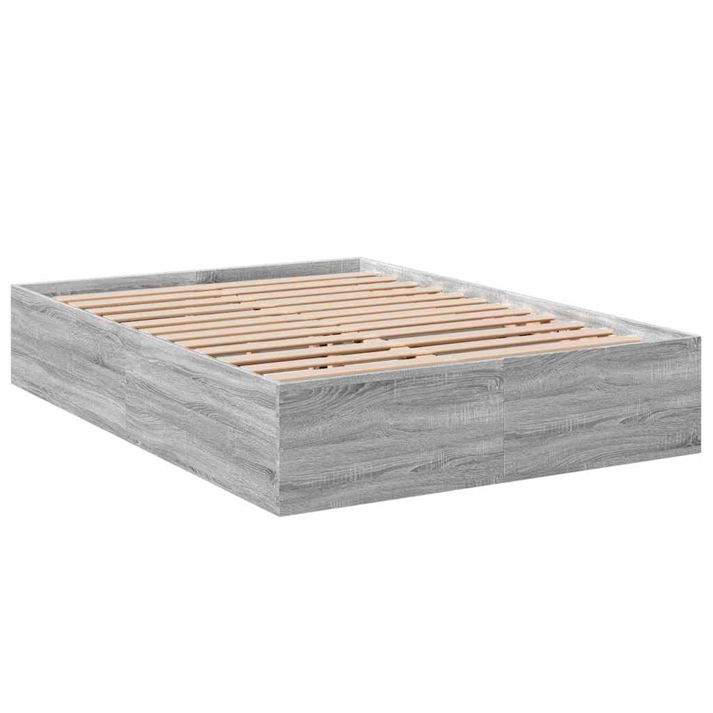 Estrutura de cama 135x190 cm derivados de madeira cinza sonoma