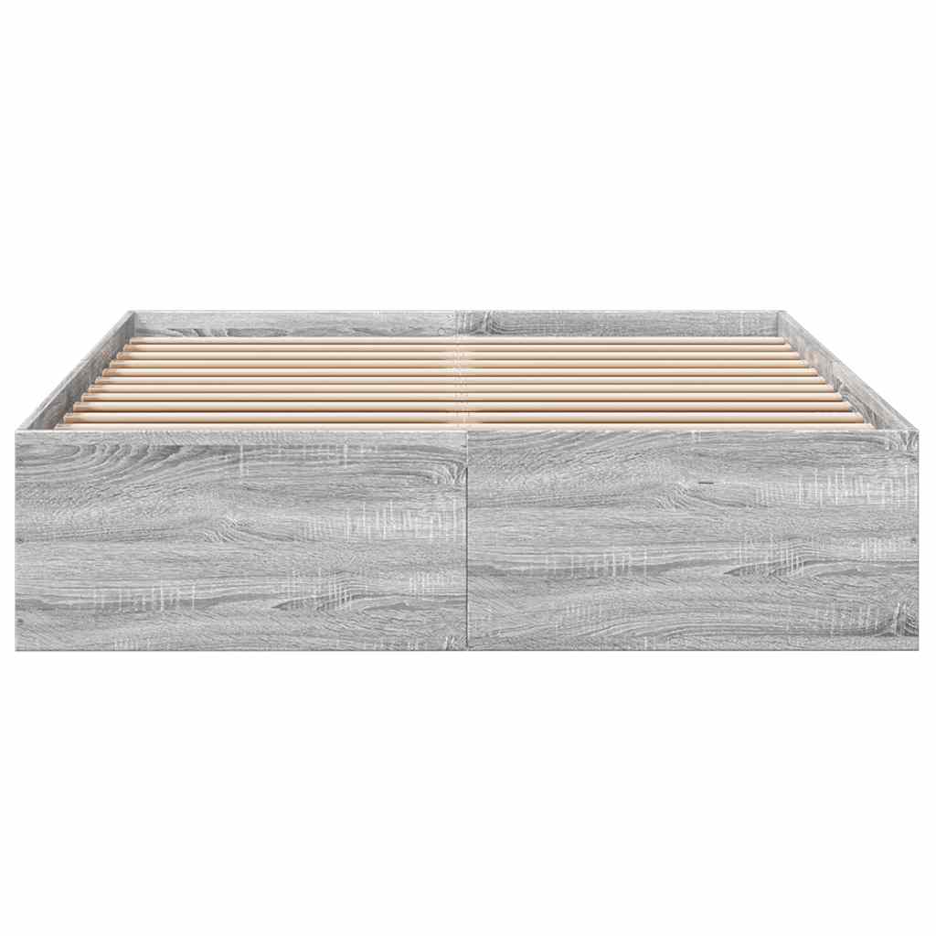 Estrutura de cama 135x190 cm derivados de madeira cinza sonoma