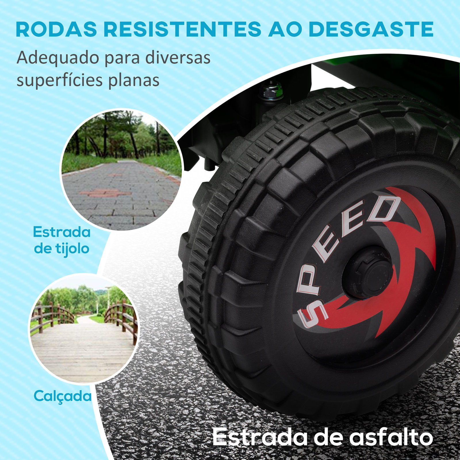 Quadriciclo elétrico para crianças com reboque bateria 6v de 18-36 meses com velocidade 2,5 km/h 106x41,5x48,5 cm verde