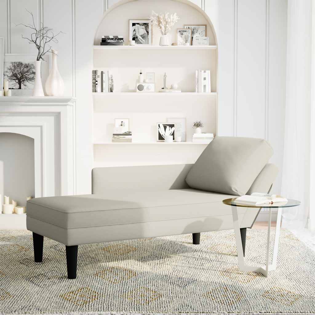 Chaise lounge c/ almofada/apoio de braços direito veludo creme