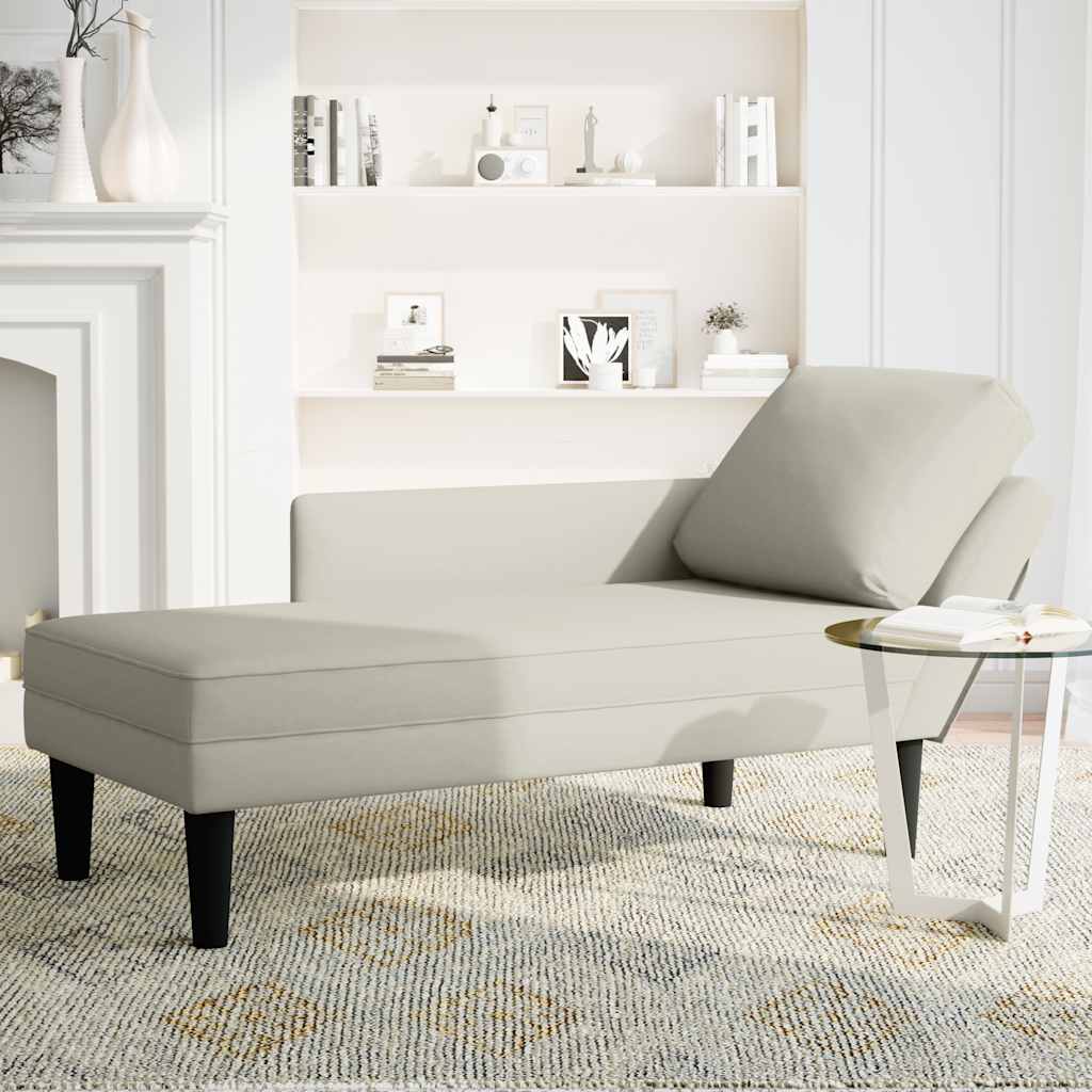 Chaise lounge c/ almofada/apoio de braços direito veludo creme