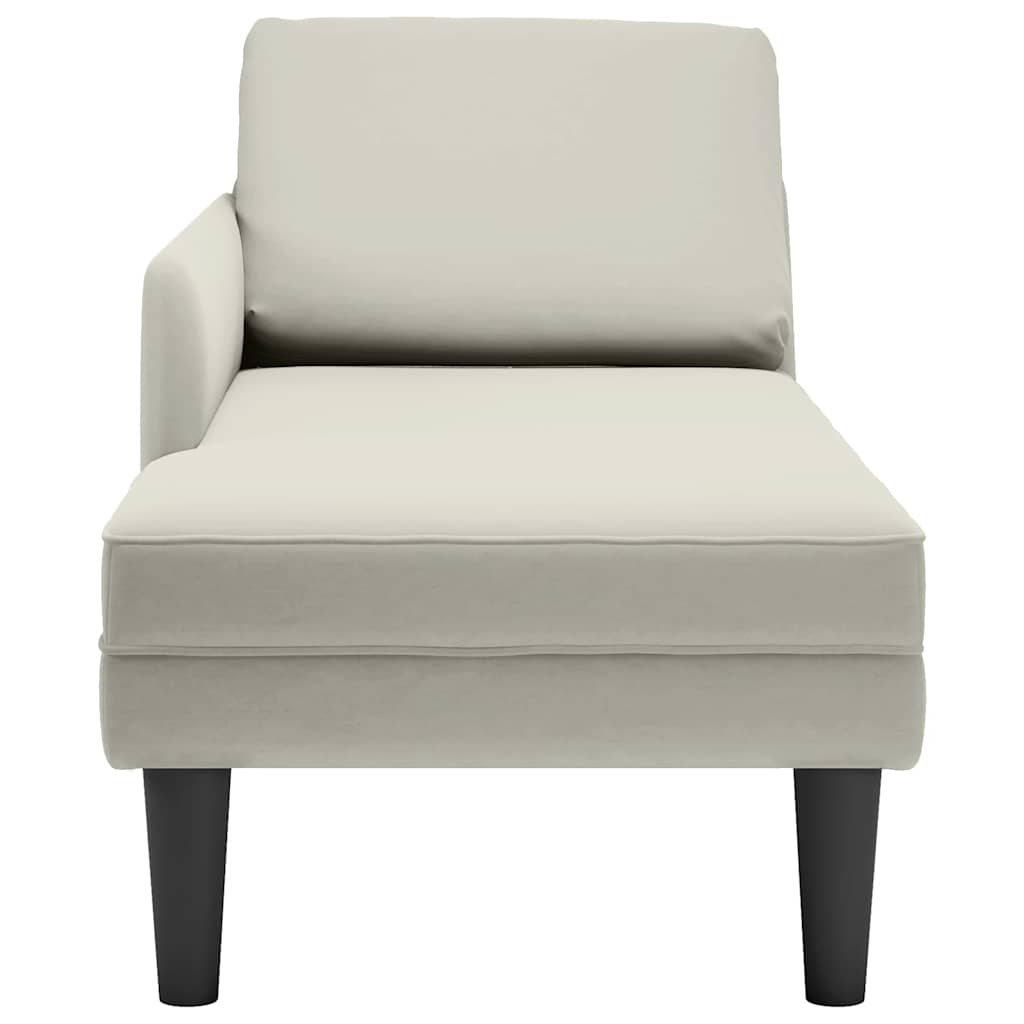 Chaise lounge c/ almofada/apoio de braços direito veludo creme