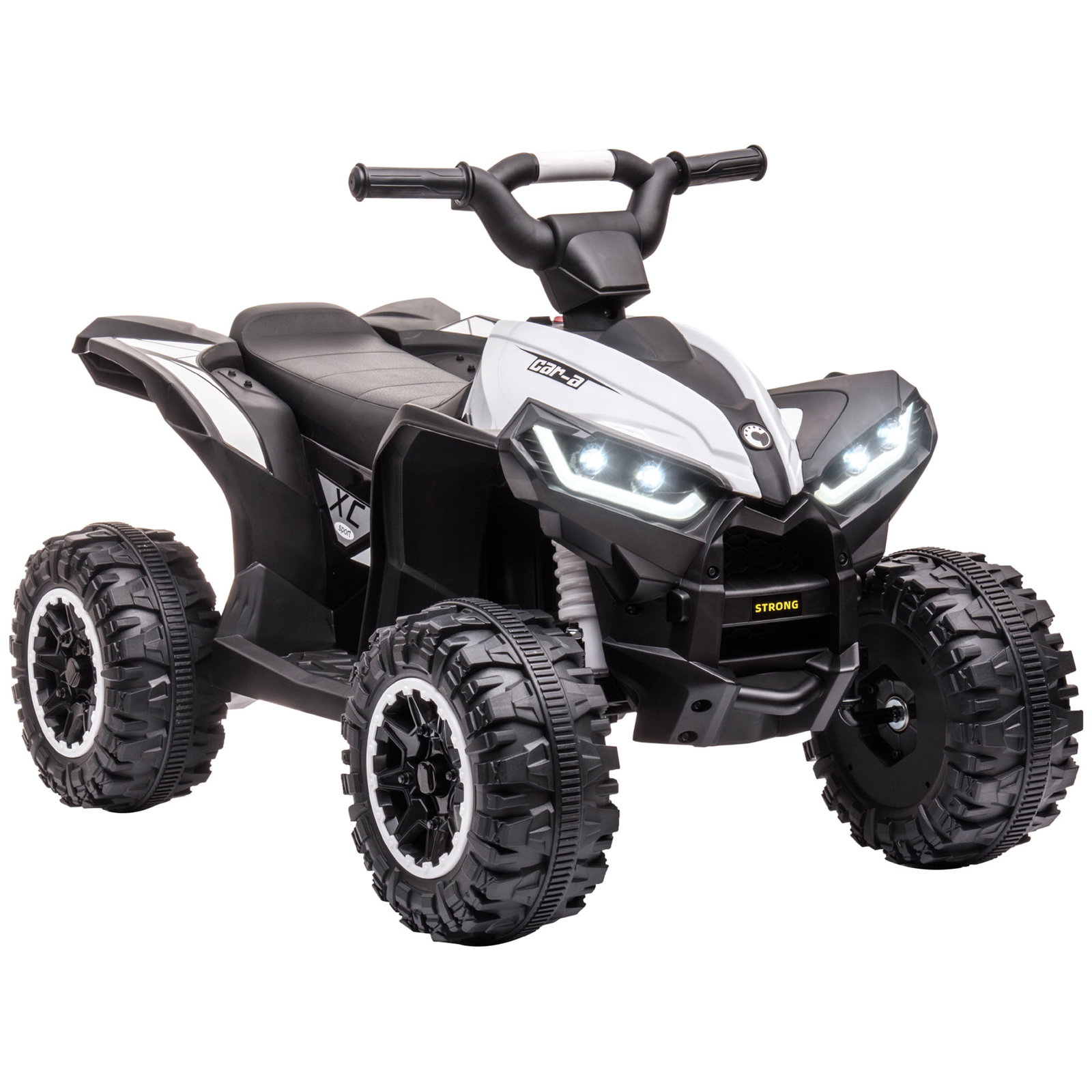 Quadriciclo elétrico para crianças de 3-5 anos veículo eléctrico a bateria 12v com 2 motores 83x53x55,5cm branco