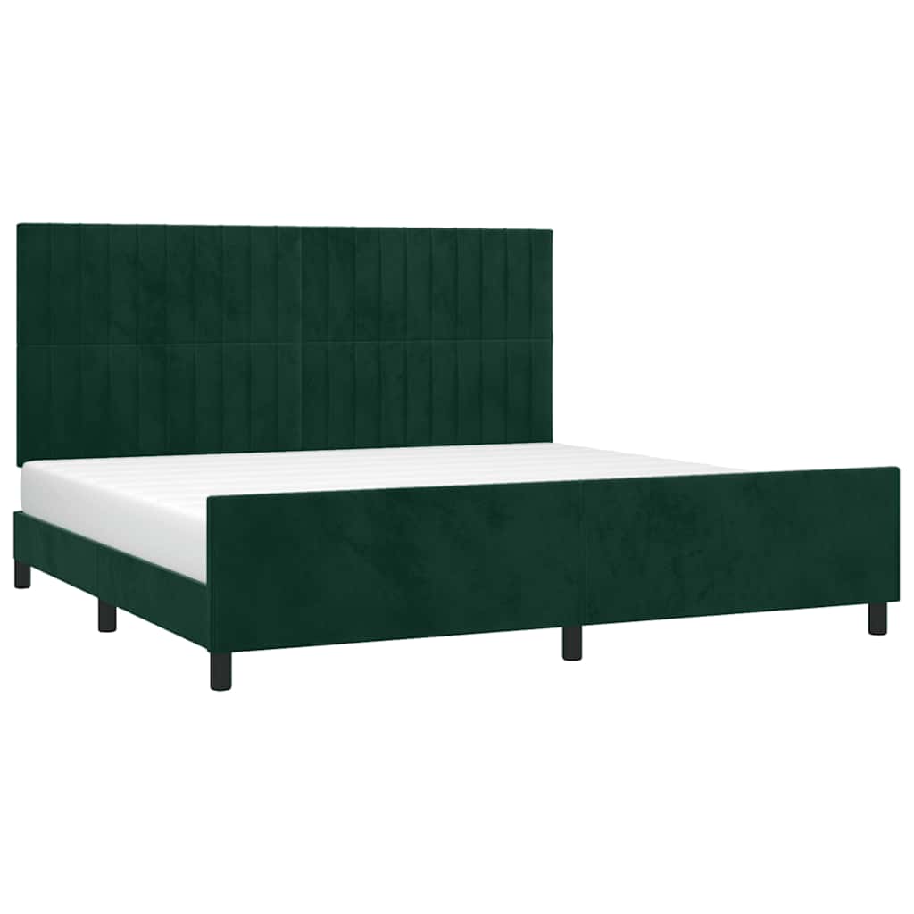 Estrutura de cama sem colchão 200x200 cm veludo verde-escuro