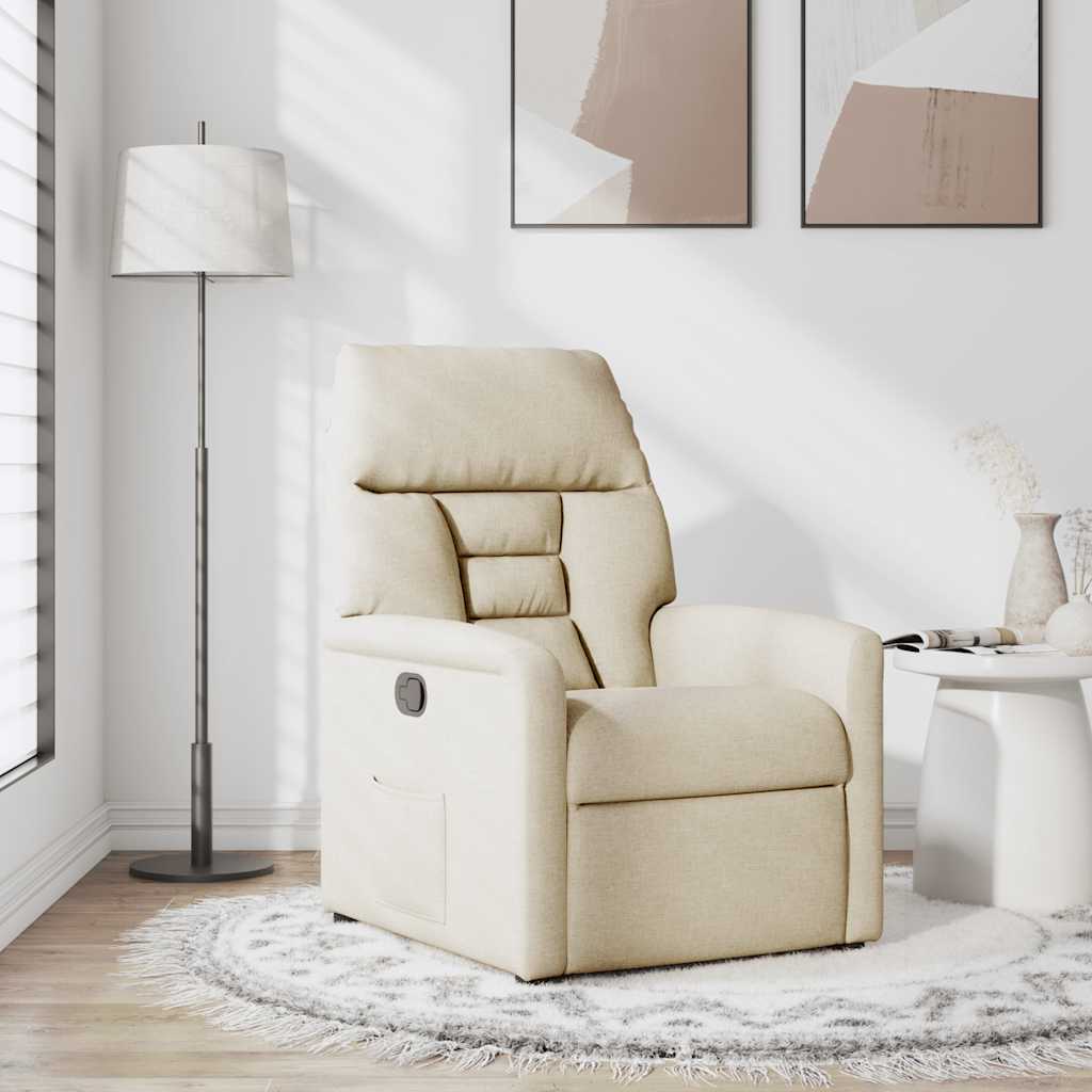 Poltrona reclinável tecido cor creme
