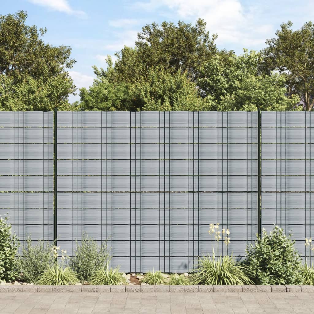 Telas privacidade p/ jardim 10 pcs 252,5x19 cm PVC cinzento