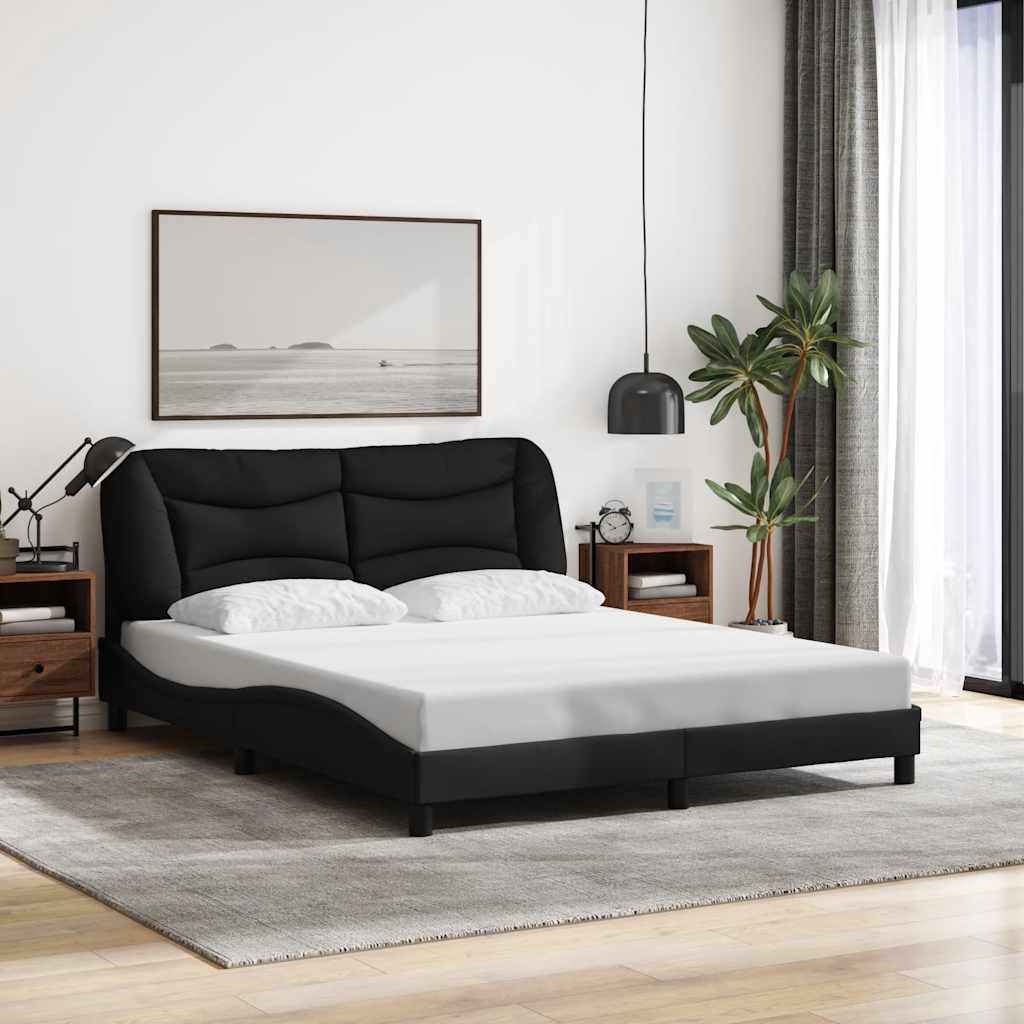 Estrutura de cama sem colchão hvar 160x200 cm tecido preto