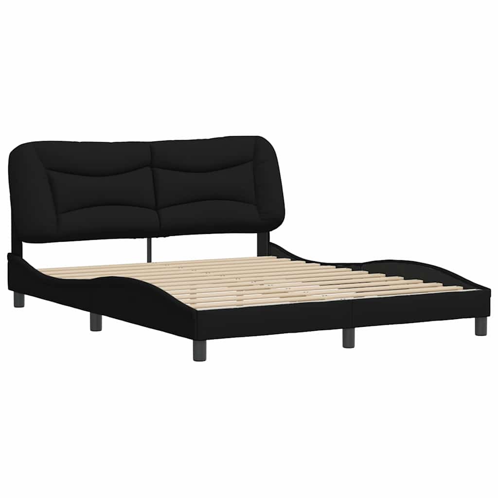 Estrutura de cama sem colchão hvar 160x200 cm tecido preto
