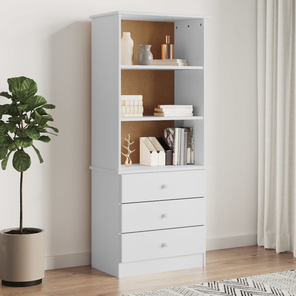 Estante c/ gavetas alta 60x35x142 cm pinho maciço branco