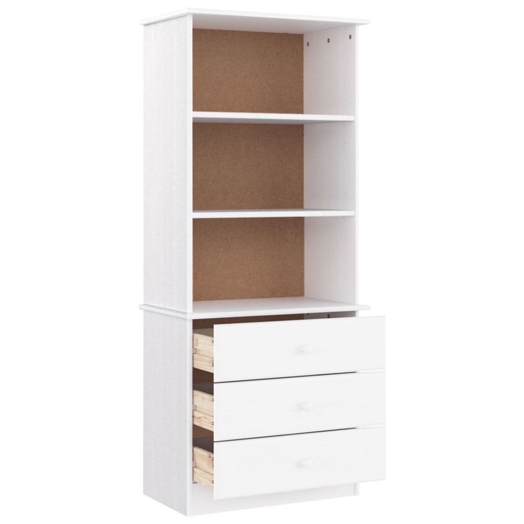 Estante c/ gavetas alta 60x35x142 cm pinho maciço branco
