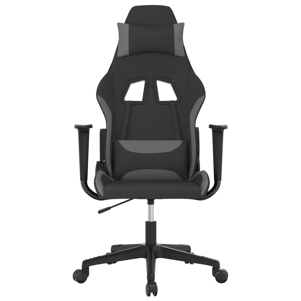 Cadeira gaming de massagens tecido preto e cinzento-claro