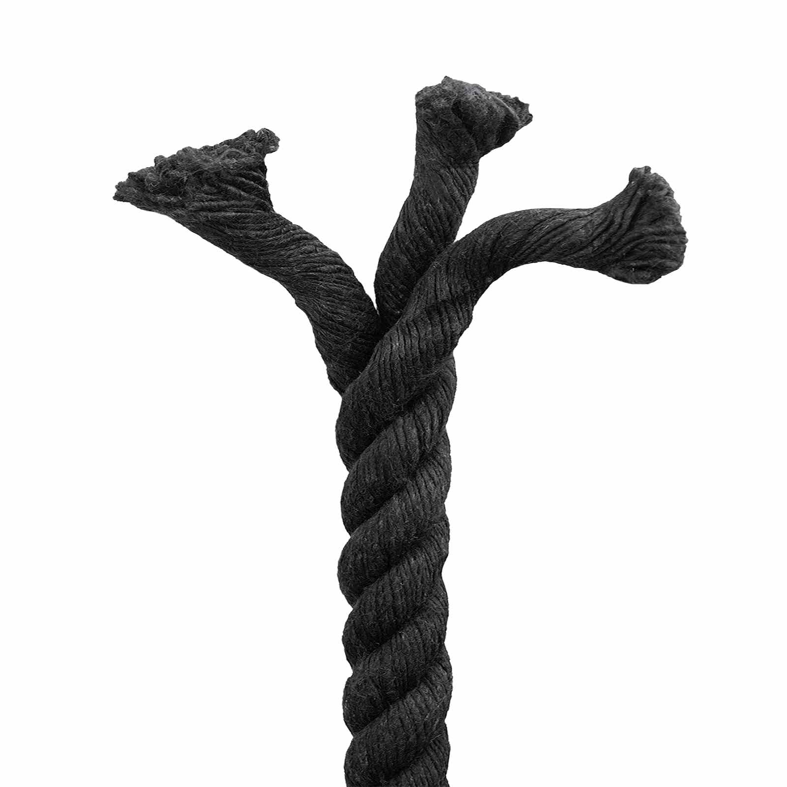 Corda de algodão 24 mm 50 m preto 100% algodão