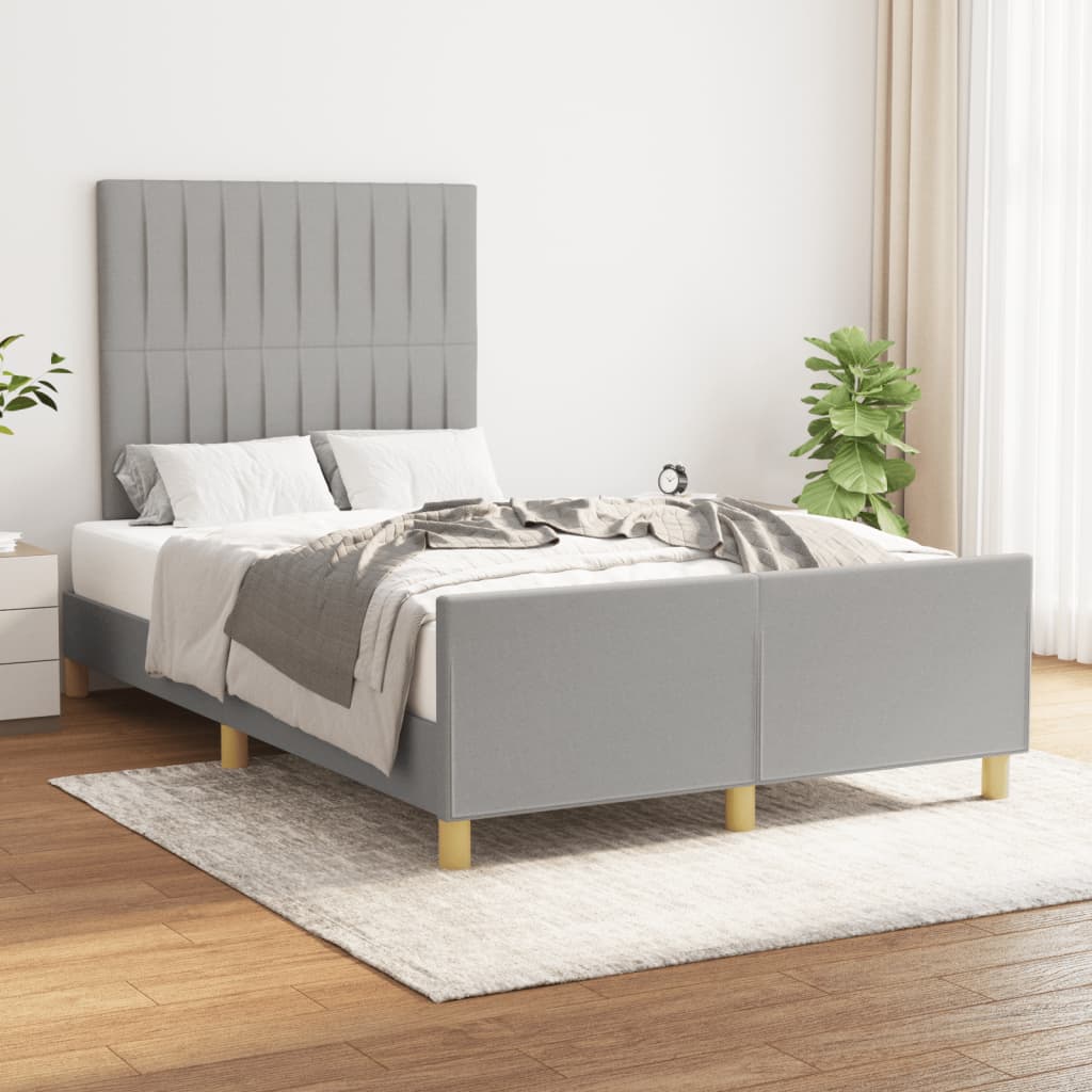 Estrutura de cama sem colchão 120x200 cm tecido cinzento-claro