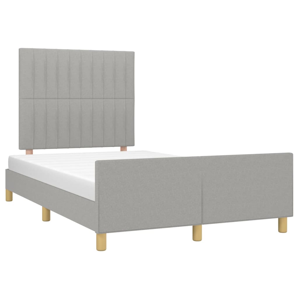 Estrutura de cama sem colchão 120x200 cm tecido cinzento-claro