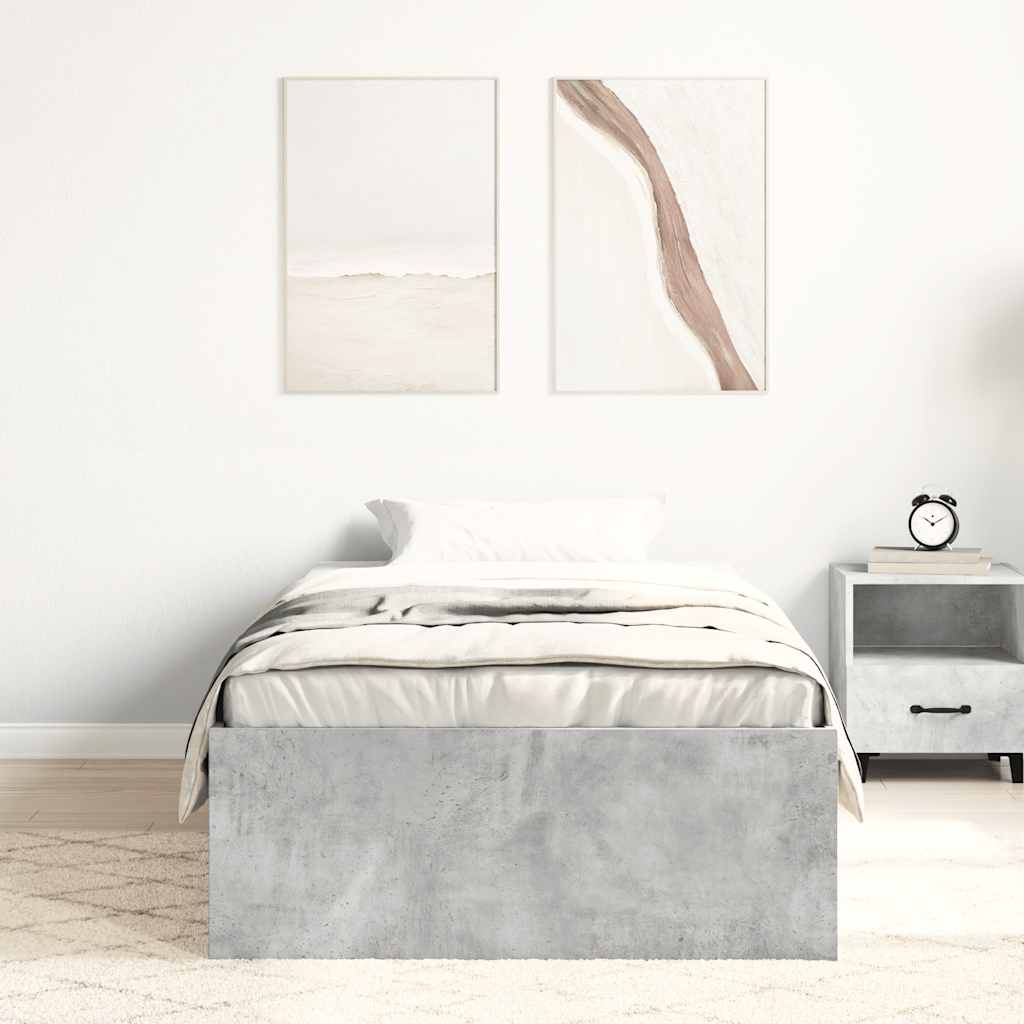 Estrutura de cama 90x200 cm cinza cimento
