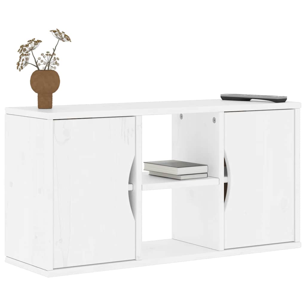 Armário para TV 79x24x40 cm madeira maciça de pinho branco