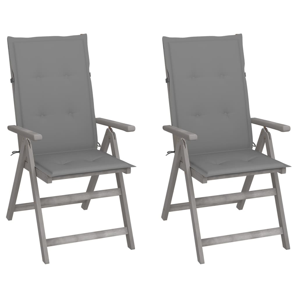 Cadeiras jardim reclináveis c/ almofadões 2 pcs acácia maciça